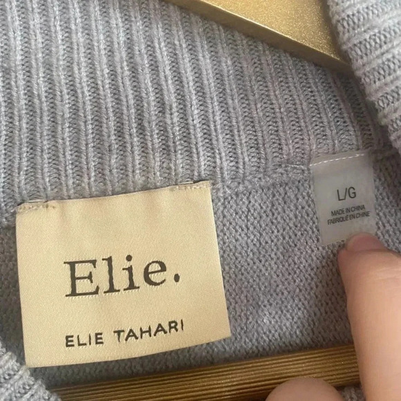 Elie Tahari Gray Mock Neck Sweater - Picture 8 of 15